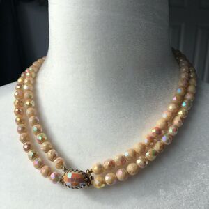 Iridescent bead double stranded necklace